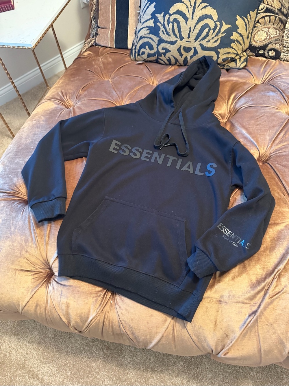 Essentials Black Hoodie with Black Logo Accent
